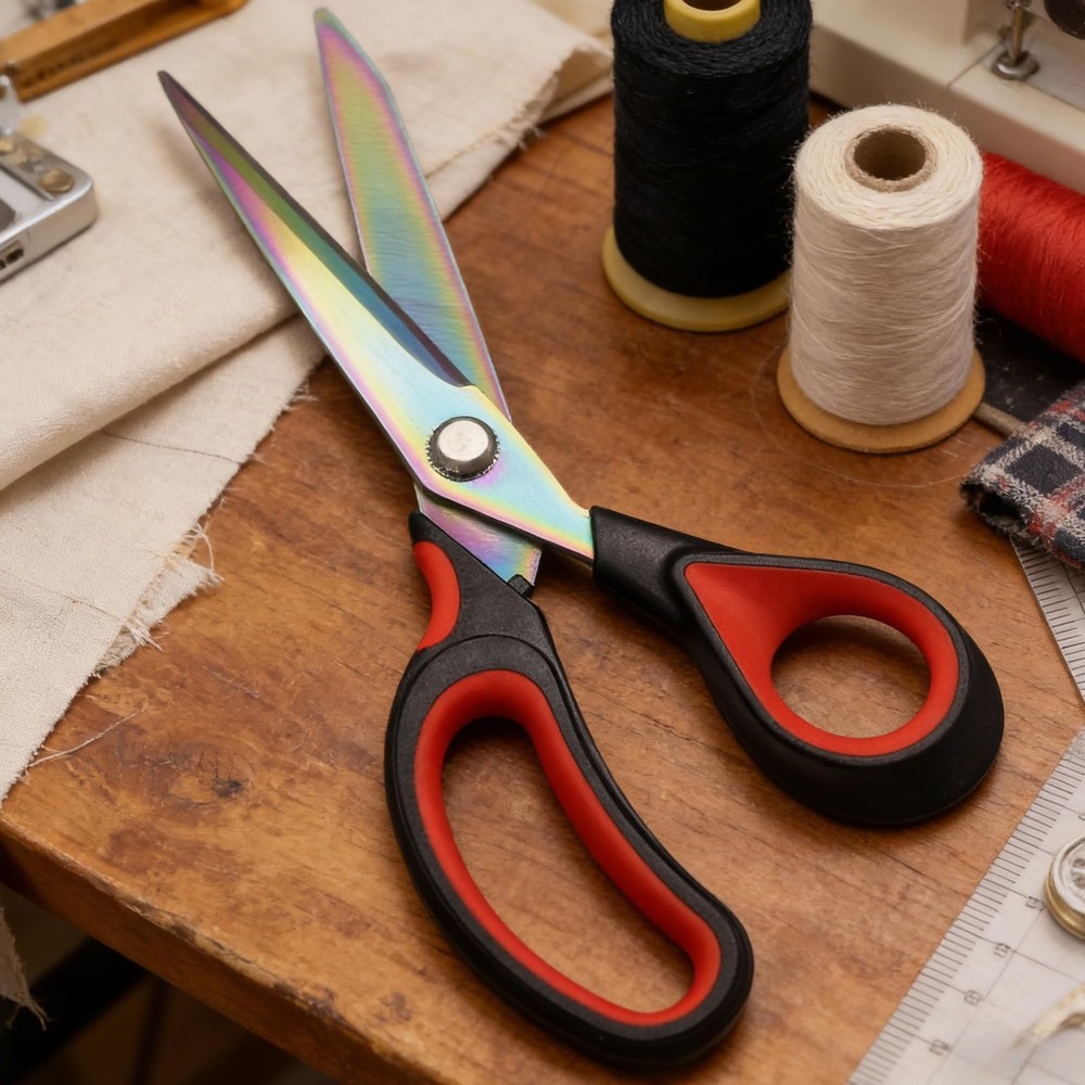 Scissors Multi-Purpose, 9.5" Sharp Sewing Scissors, Professional Heavy Duty T...