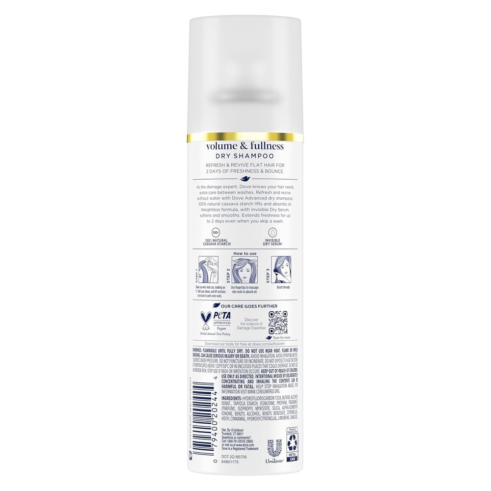 Dove Advanced Dry Shampoo, Volume & Fullness Refresh, 5 oz