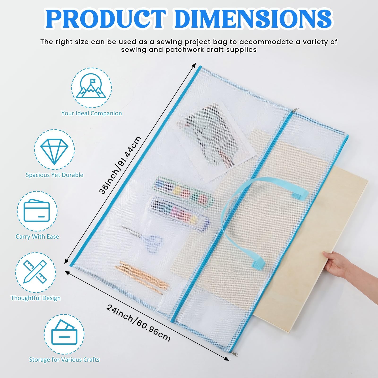 24 x 36 Inch Sewing Project Bag Oversized Needlepoint Project Bag for Sewing ...