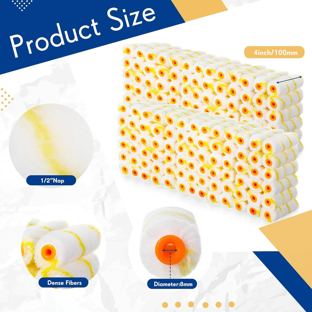 500 Mini Paint Roller Covers - 4" Microfiber Refills for DIY Projects