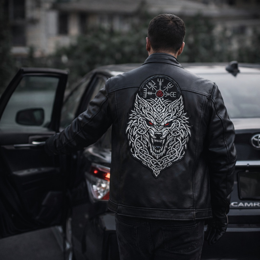 Viking Wolf Back Patch Embroidered Large Norse Biker Jacket Vest Patch