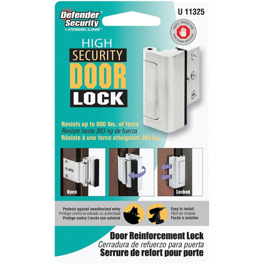 Defender Security Chrome High Security Door Reinforcement Lock U 11325