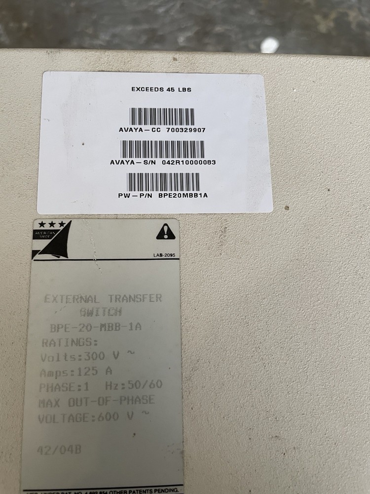 External Transfer Switch BPE-20-MBB-1A