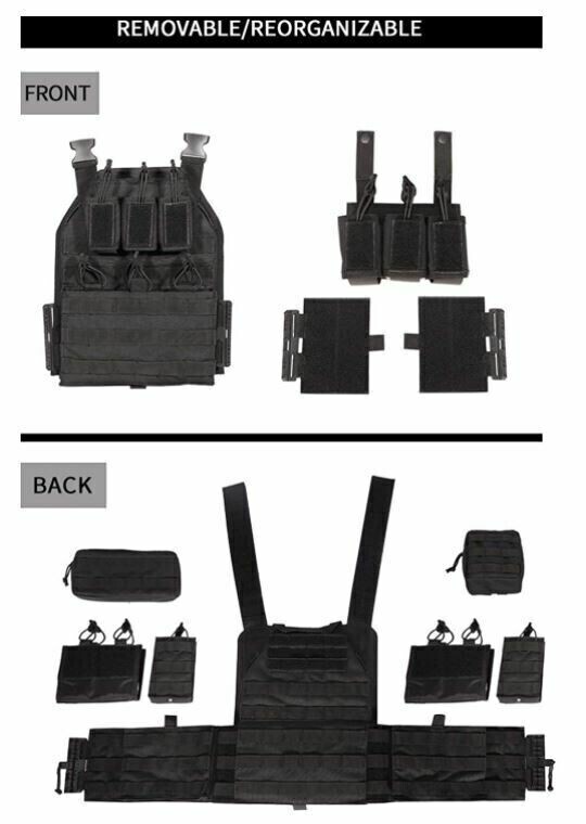 Urban Assault Black Storm Tactical Vest Plate Carrier W/ Level III Armor Plates
