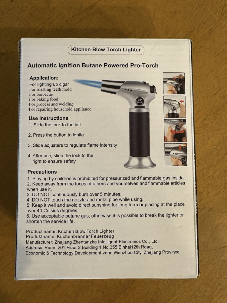 Kitchen Torch Lighter with Adjustable Flame (Butane Gas Not Included)