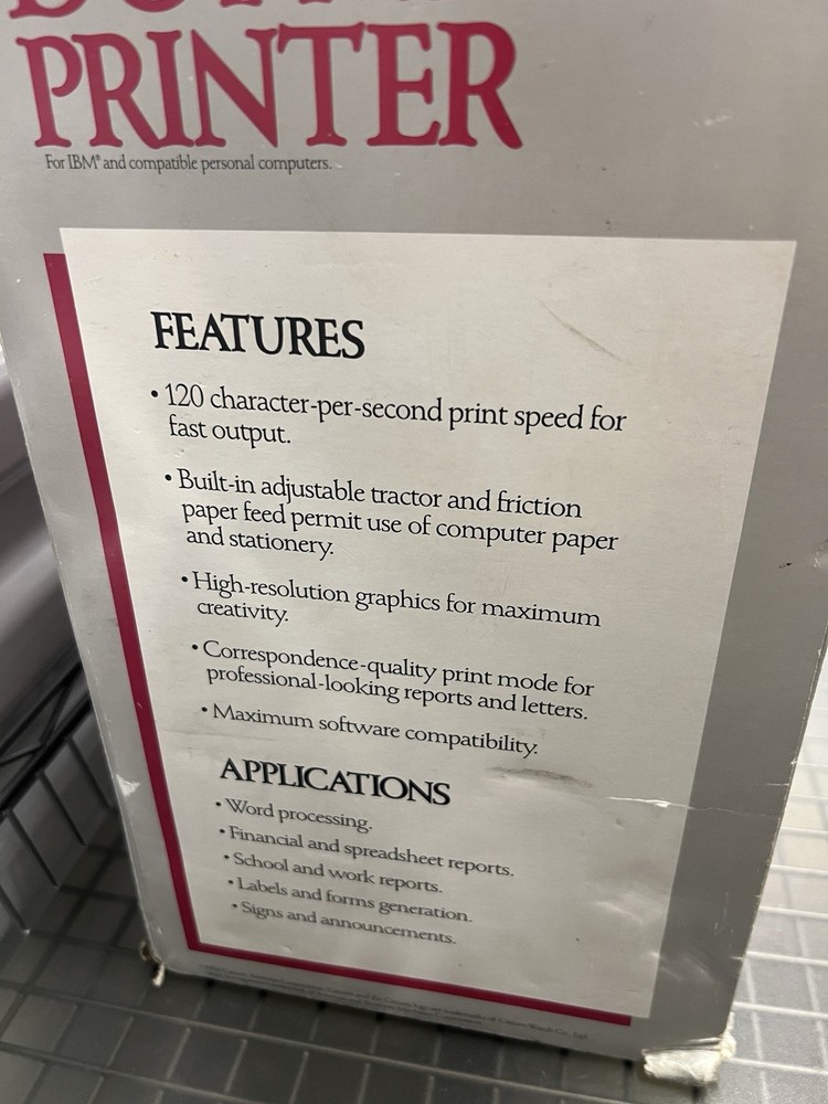 NEW Citizen 5200 Dot Matrix Printer IBM Compatible
