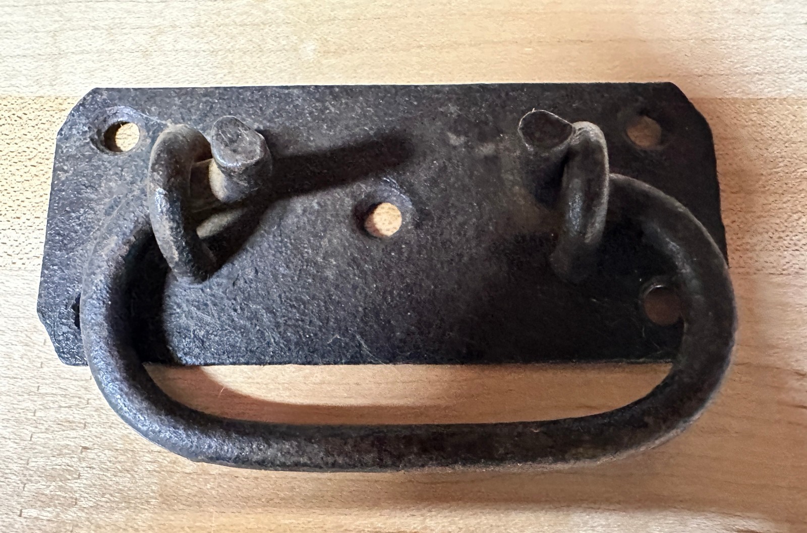 2 Vintage Forged Iron Trunk Handles, 4" Drop Pulls Tool Box, Blanket Chest