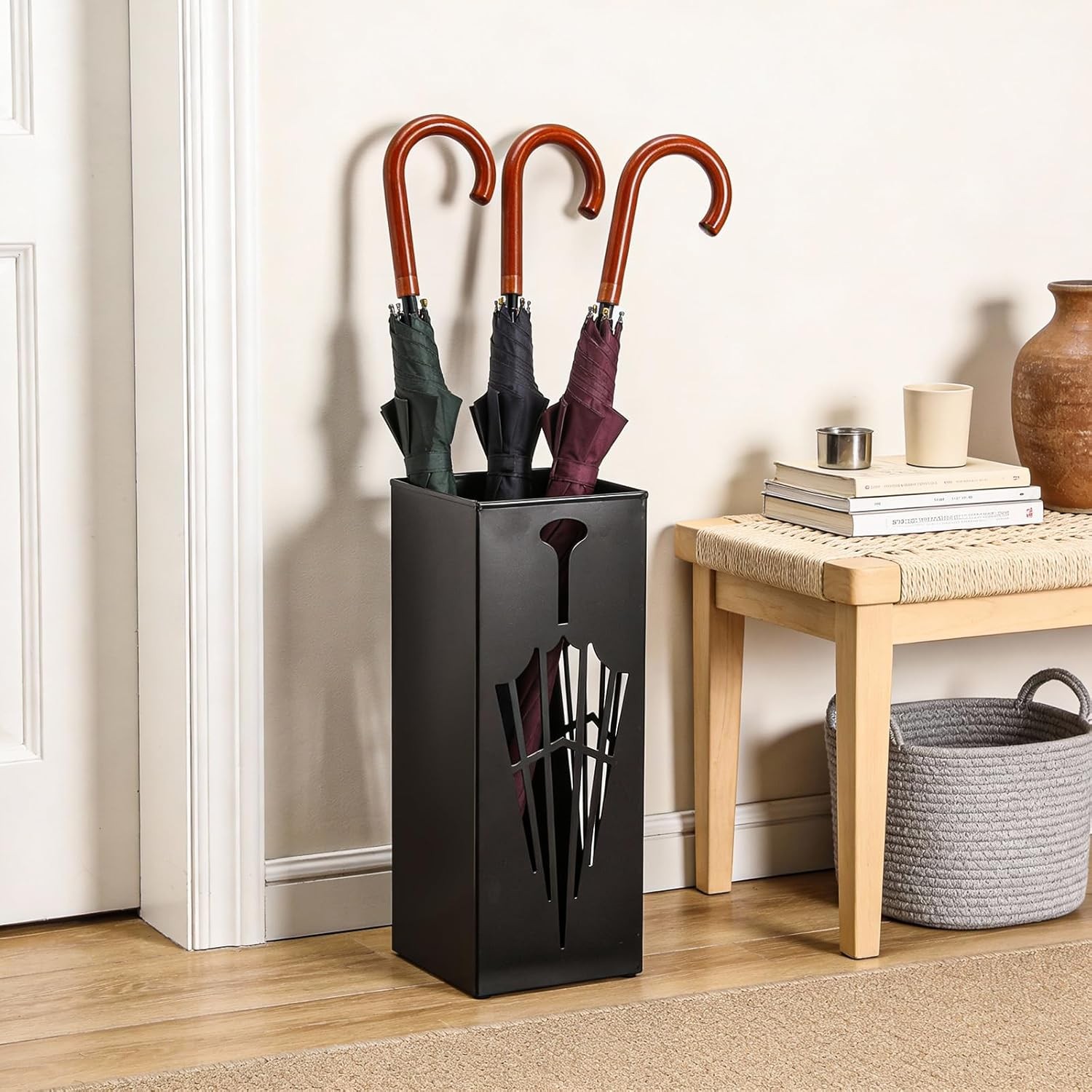 Square Metal Umbrella Stands, Umbrella Holder Rack for Entryway, Canes Walking S