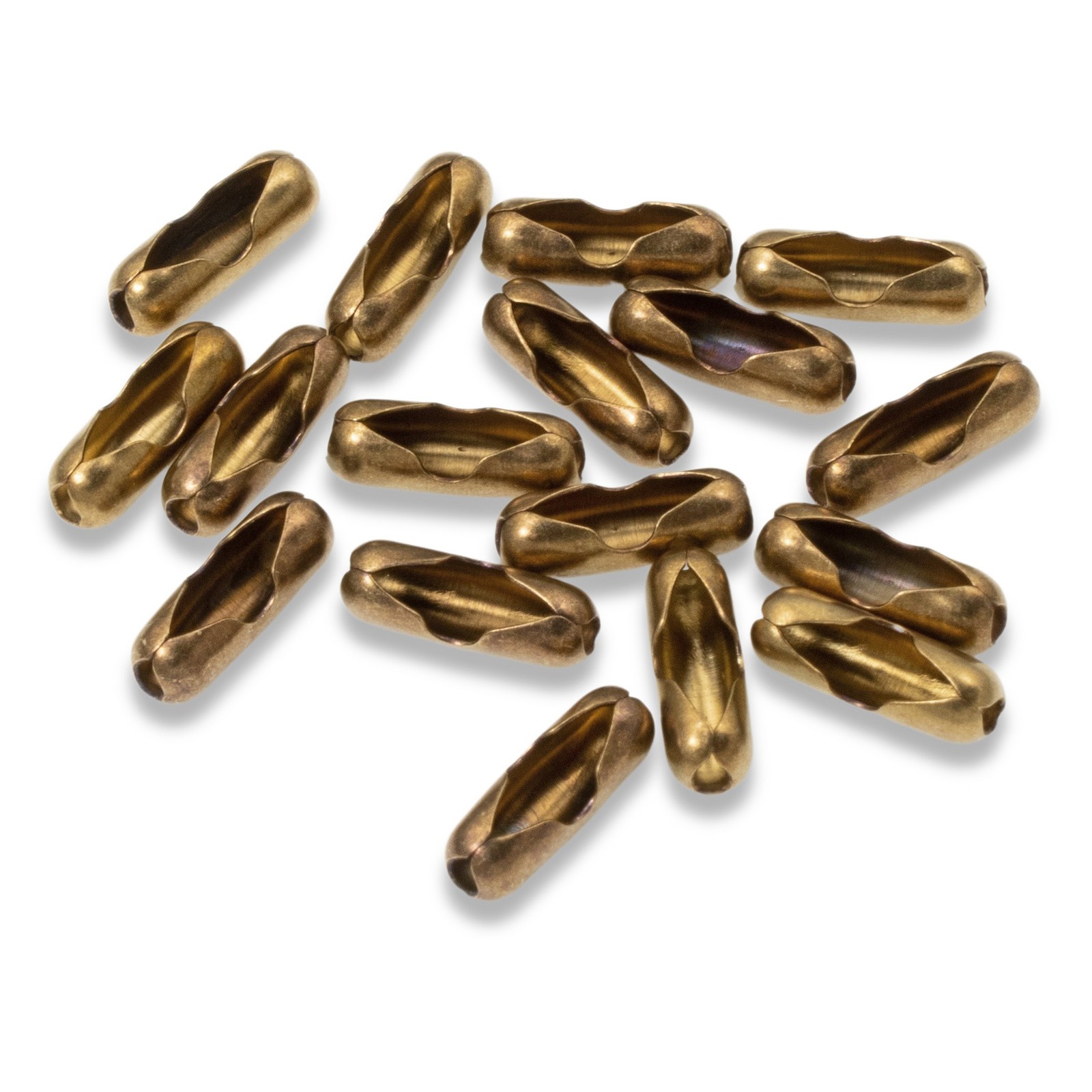 50 Antique Brass/Bronze Ball Chain Connectors #6 3.2mm, Vintage Steampunk Links