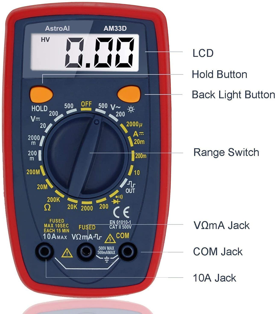 Multimeter Tester 2000 Counts Digital Multimeter with DC AC Voltmeter and Ohm Vo