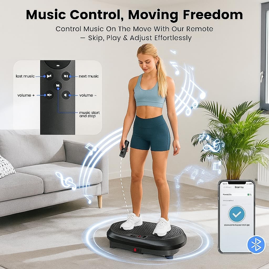 Vibration Plate Exercise Machine Bluetooth Lymphatic Drainage Home Blue