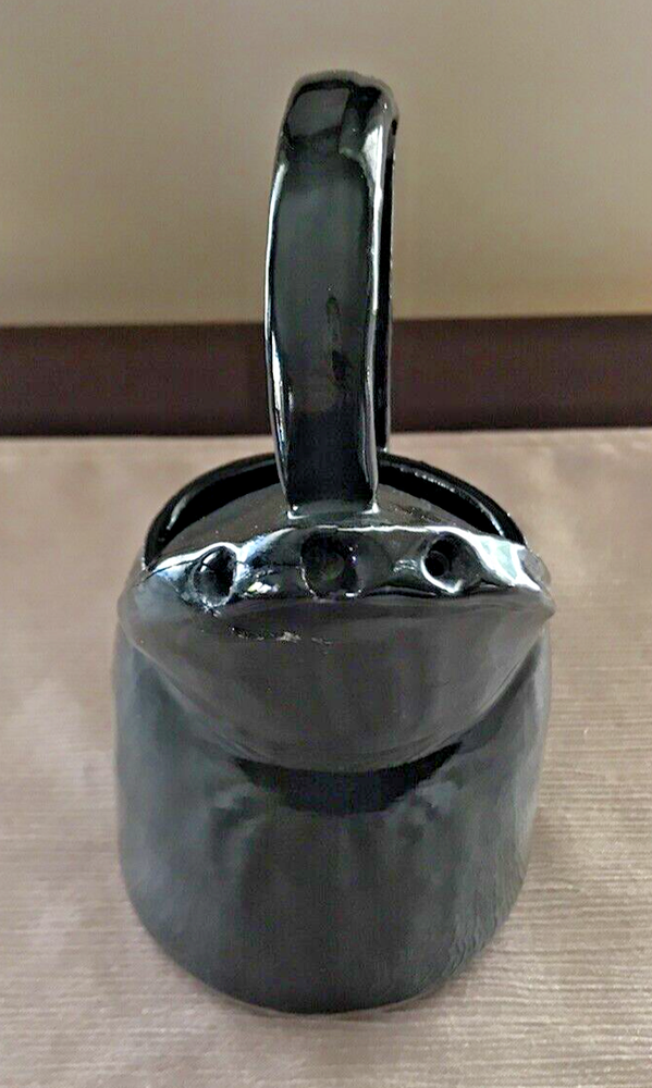 Handcrafted Studio Pottery Small Black Pitcher Unique Spout 6.75"