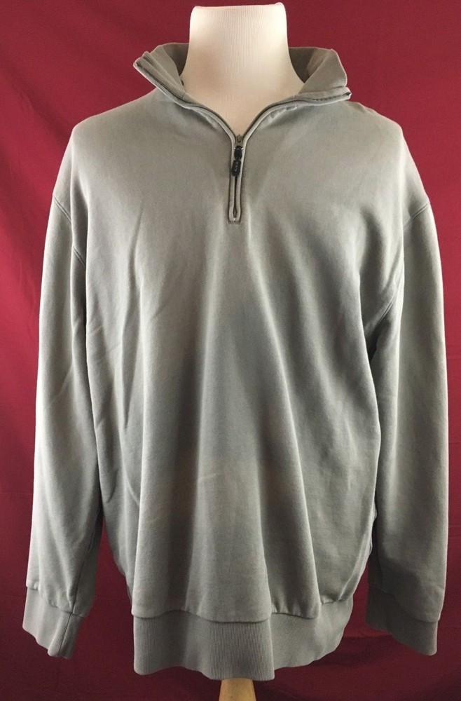 AUR Gray Quarter Zip Pullover Jacket Mens XL 100% Cotton