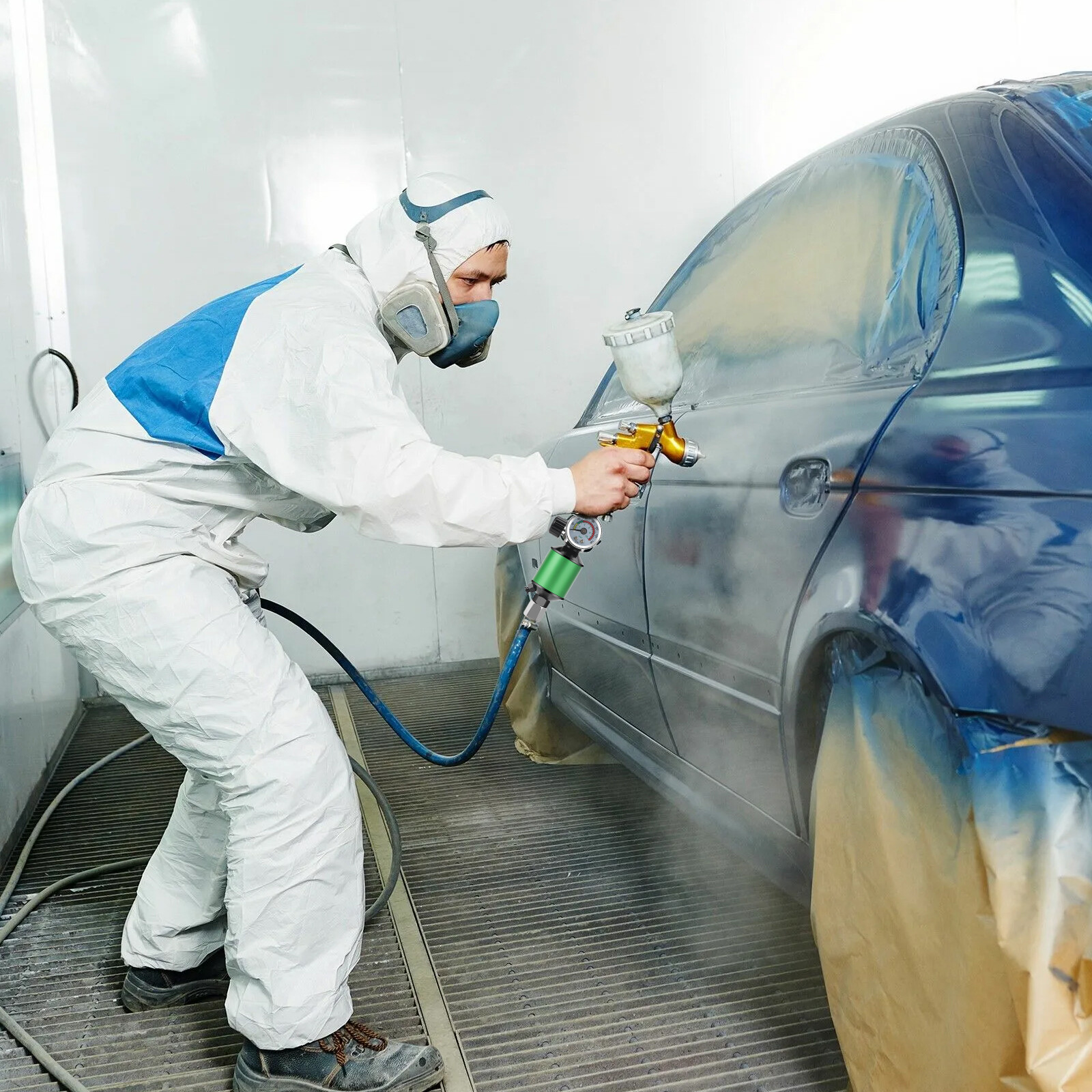 150PSI Pressure Gauge Oil-Water Separator 1/4" NPT Air Filter Regulator