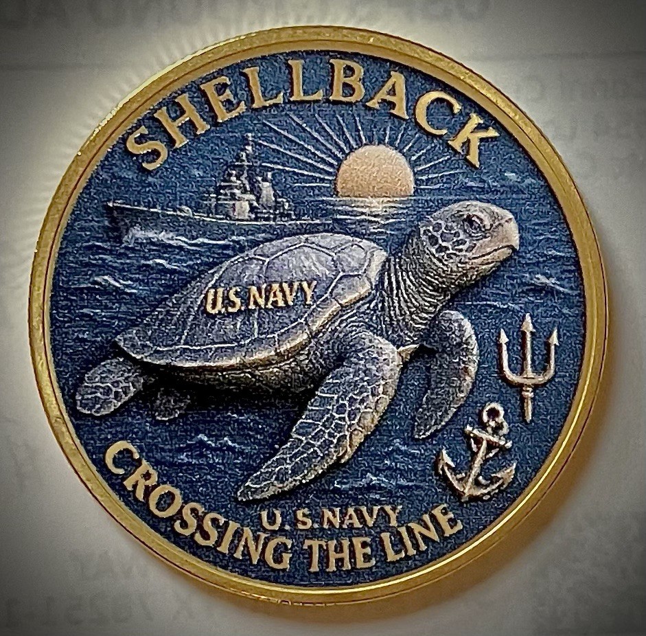 US Navy Shellback Challenge Coin-Gold Colored-Sea Turtle-New-USN