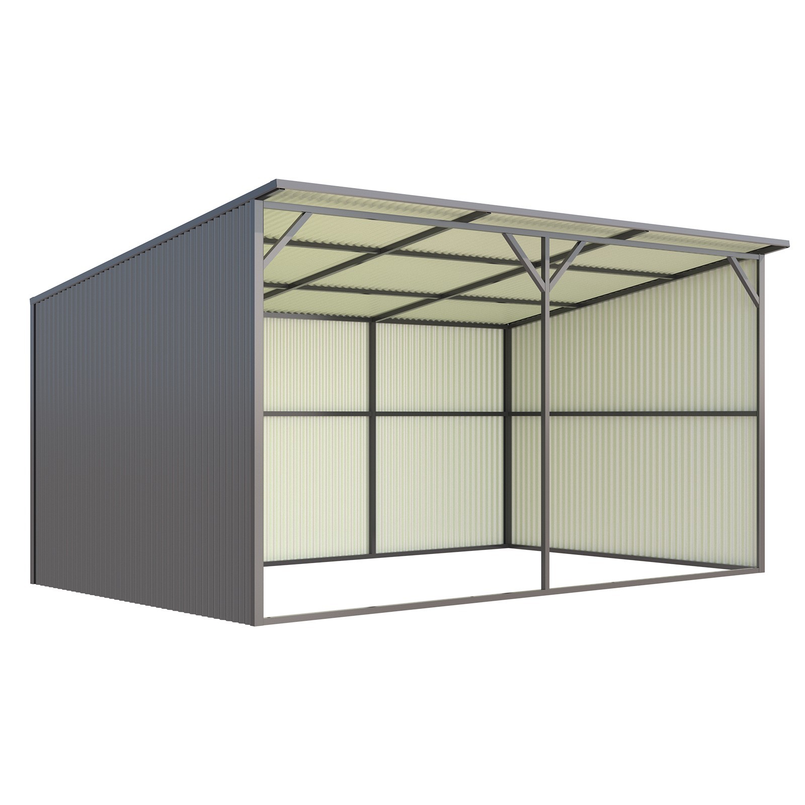 20'x12' Galvanized Metal Shed Livestock Shelter Farm Animal Shelter Goat CowShed