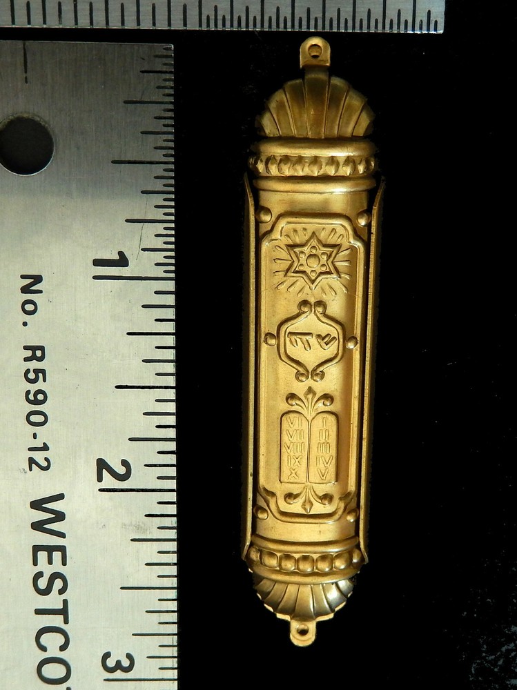 Mezuzah / 2 Pc. Design / Raw Brass Stamping/ Uses Extra Small Scroll