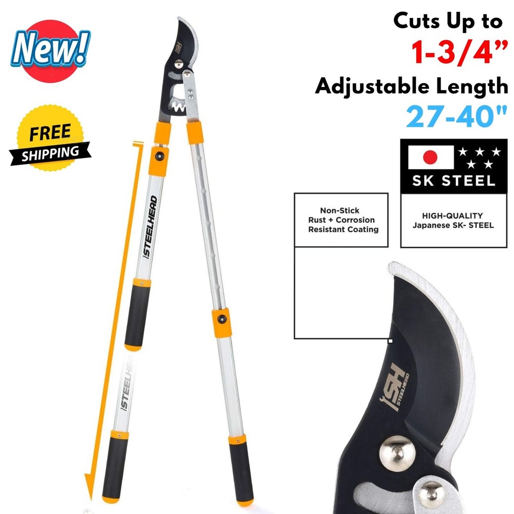 Extendable Handles Bypass Lopper Pruner Tree Limb & Branch Trimming Cutting Tool