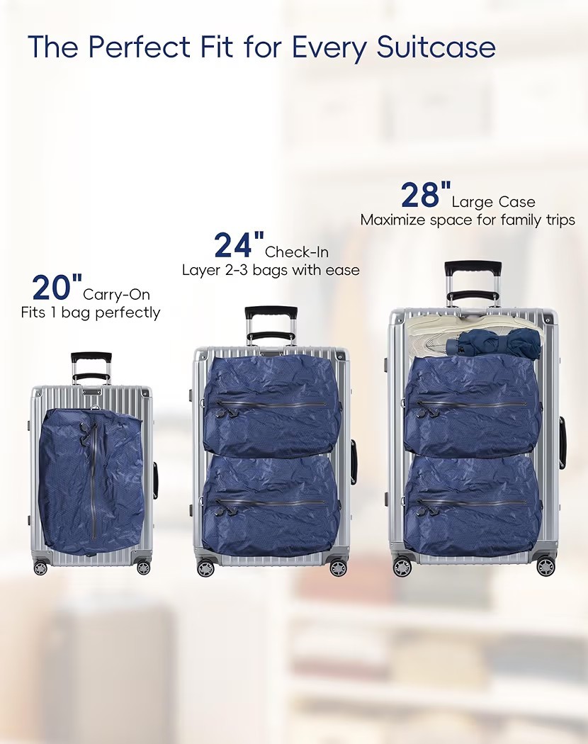 2PACK Travel Vacuum Bags With Wireless Pump Airtight & Waterproof For Traveling