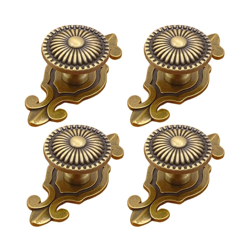 Brass Cabinet Knobs, Vintage Retro Mushroom Drawer Knobs with Backplate, Dres...