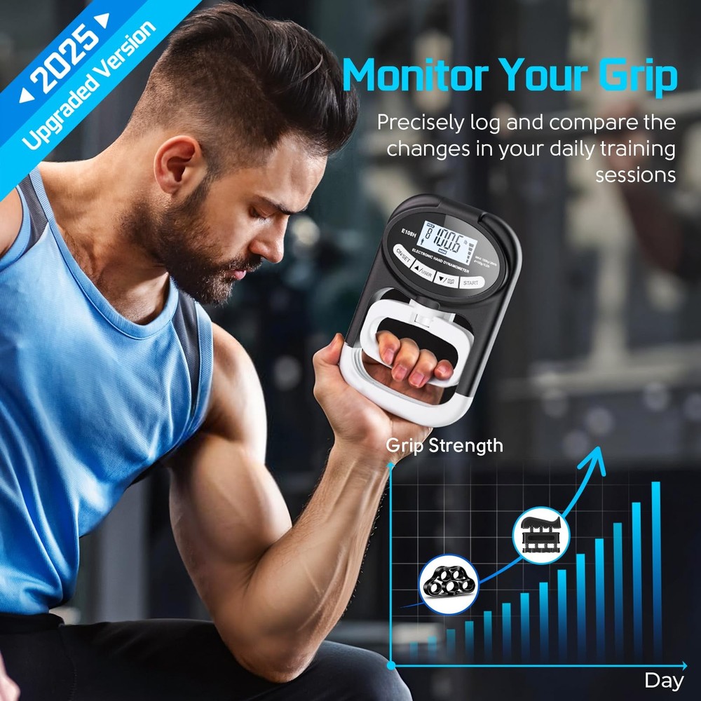 Electronic Grip Strength Tester with Adjustable Hand Dynamometer, Black