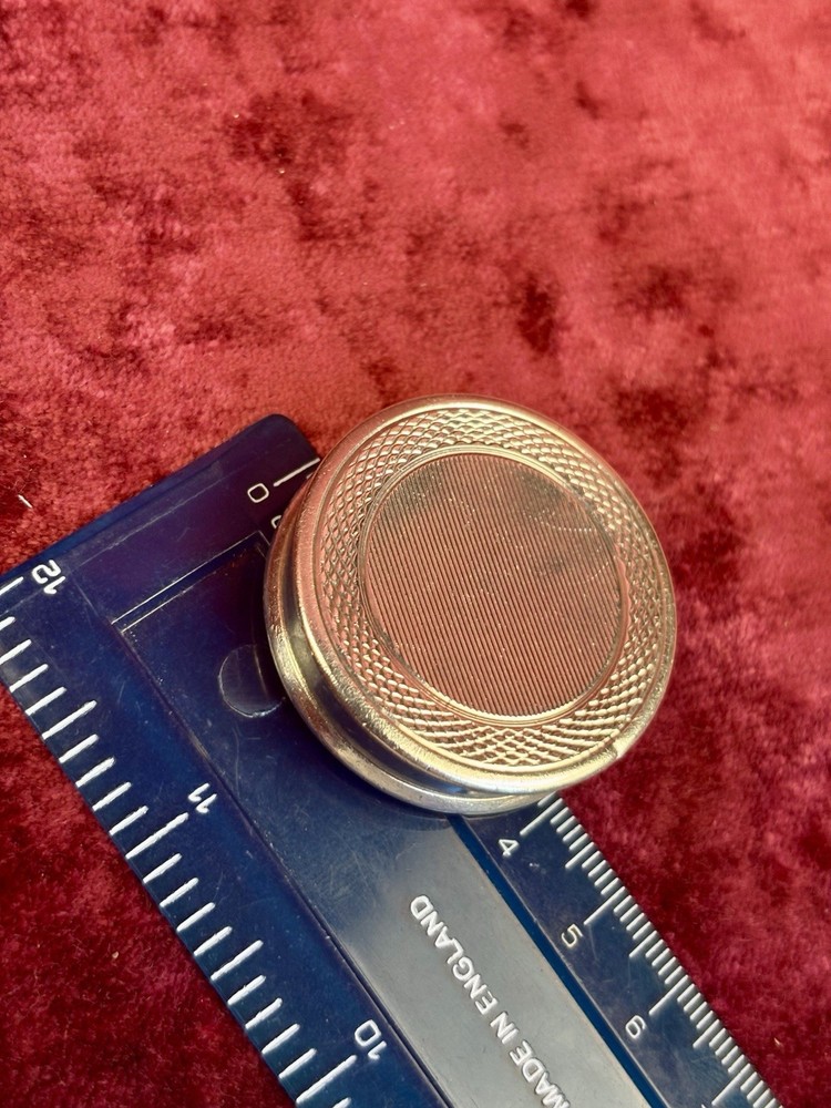 A Charming Circular Solid Silver Hallmarked Pill Box. Birmingham