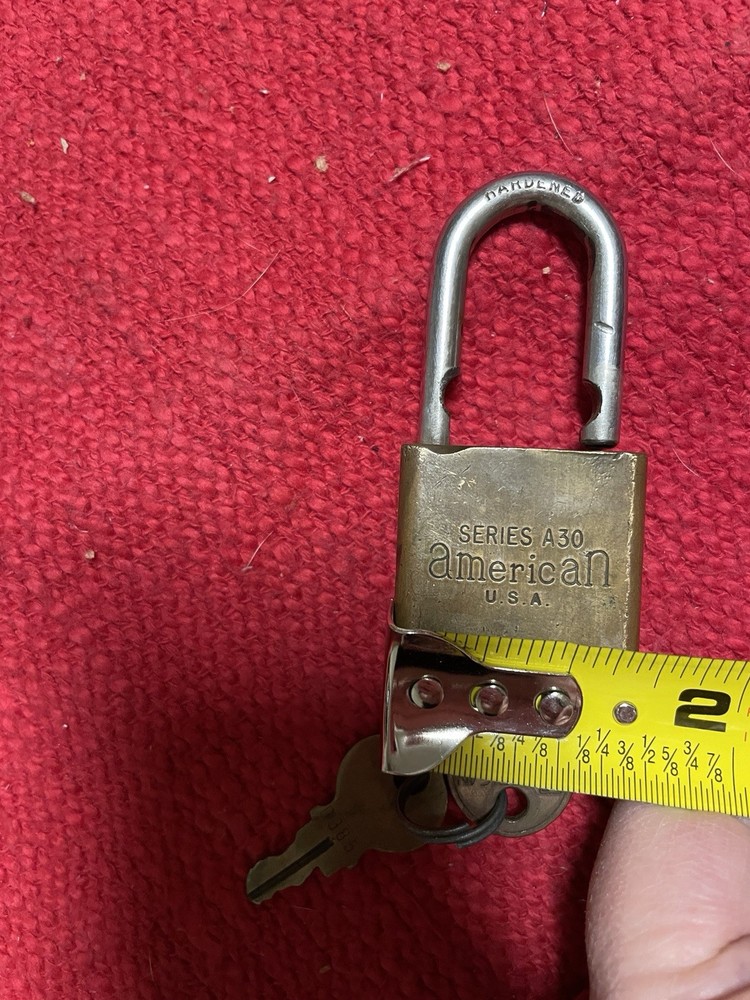 American Lock Padlock 2” L A30 Solid Brass 1-3/8" W Has Two Keys