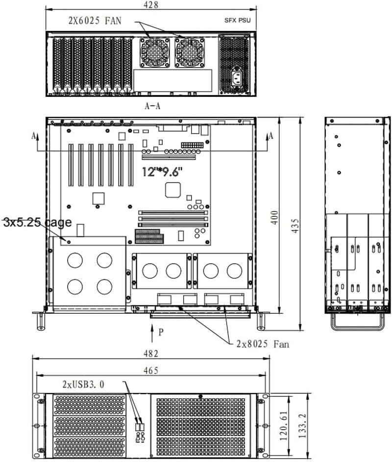 3U Rackmount Server Chassis Case with Easy Maintenance and Dust Filter