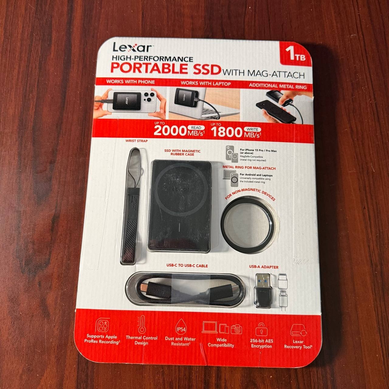 New Sealed - Lexar 1TB Portable SSD with Mag Attach compatible with Type A and C