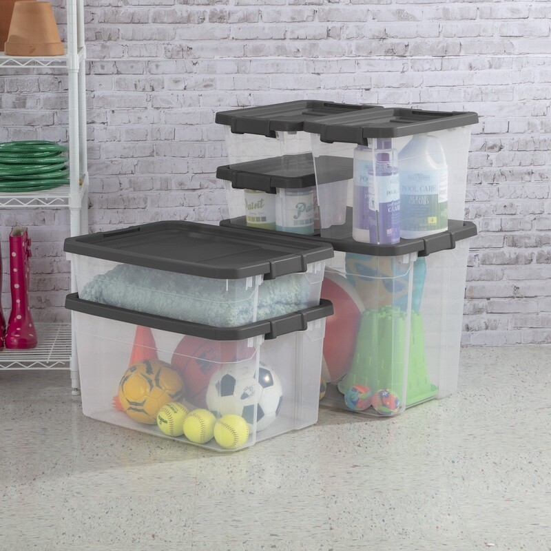 Durable Stackable Storage Bins W/ Lids 40 Quart 2 Pack Heavy Duty Clear Plastic