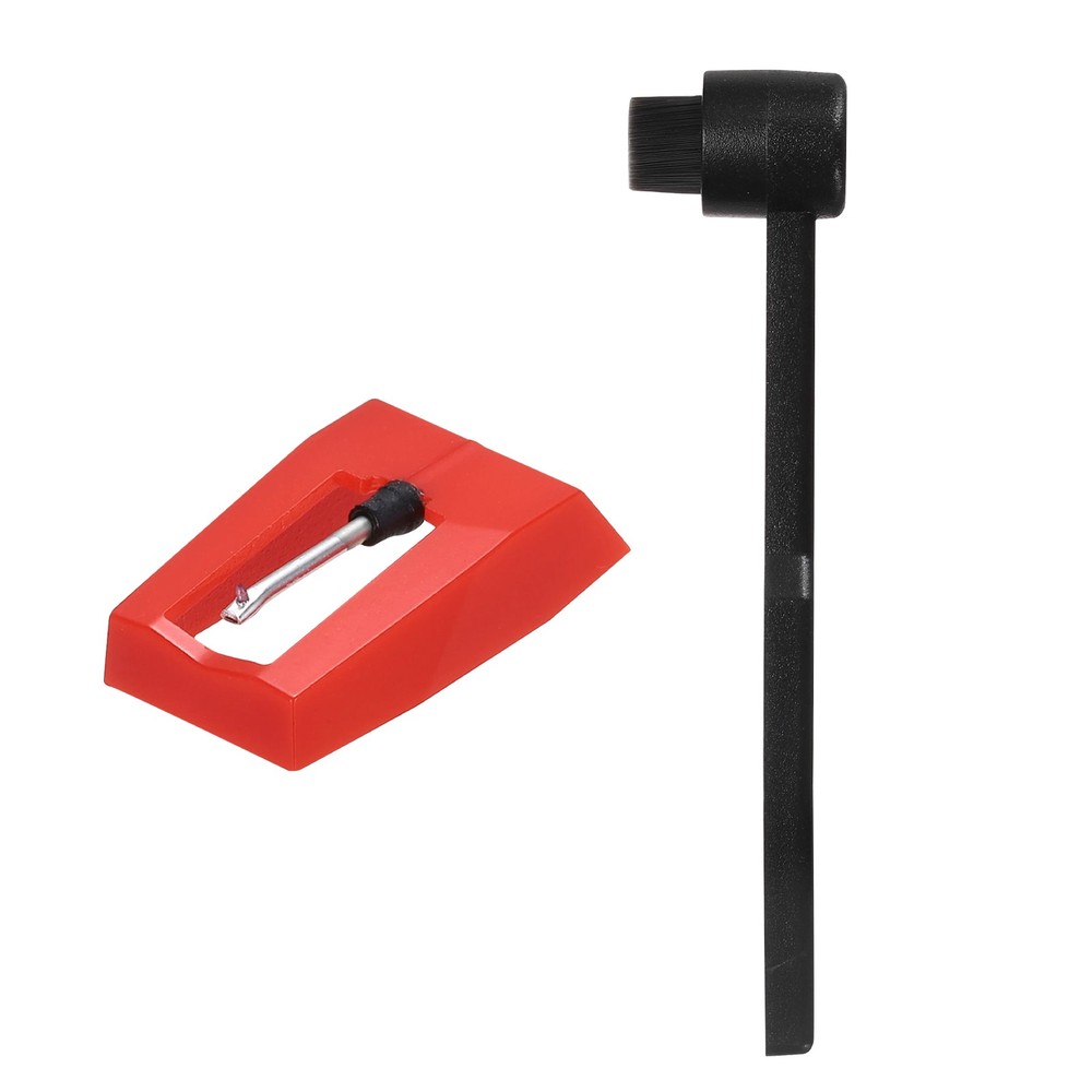 1 Pack Record Player Needle, Replacement Record Needle with Cleaning Brush, Red