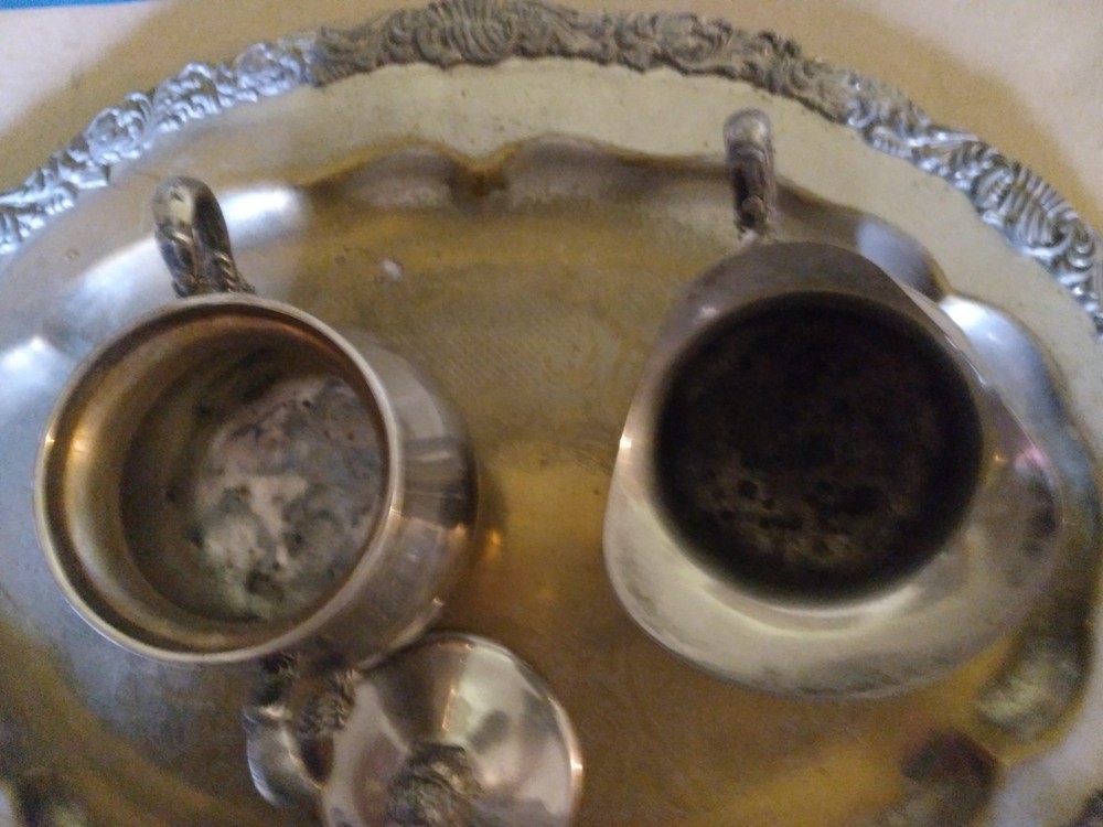 Silverplate group: Richard, Industria Argentina--tray Rep. Sheffield--damage