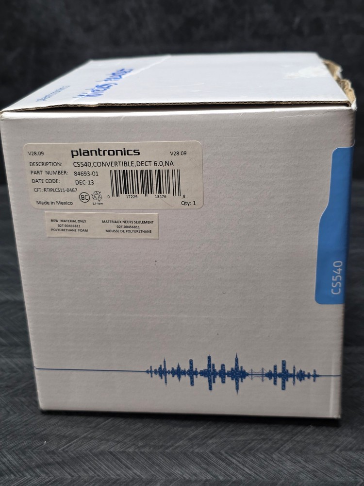 PLANTRONICS CS540 Wireless DECT Headset Black With APV-63 EHS Adapter Open Box