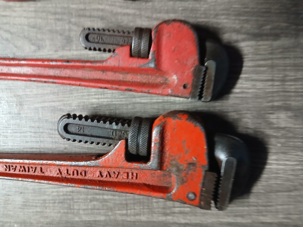 Adjustable pipe wrenches x 3, 14",10"8"