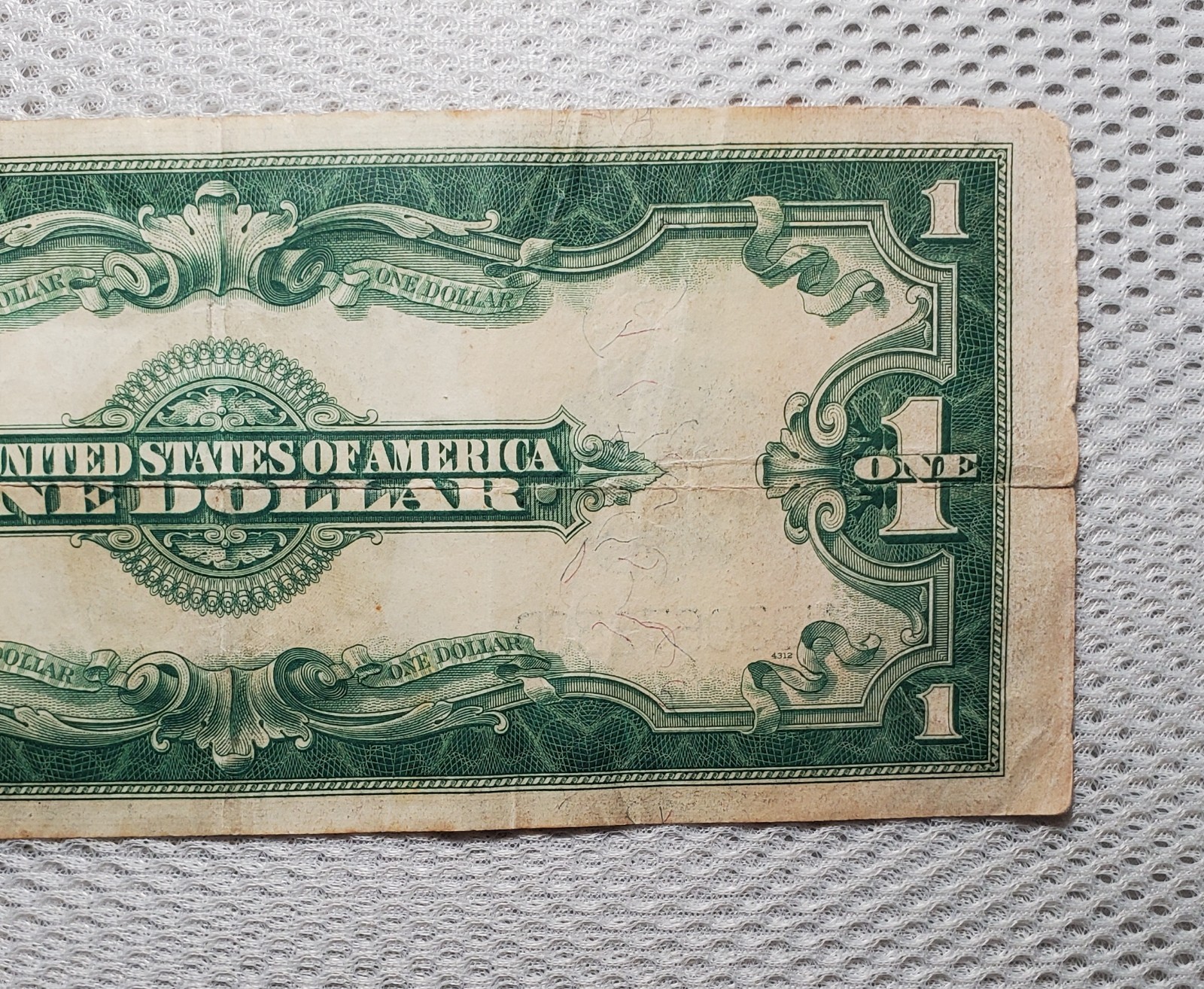 1923 $1 Silver Certificate Horse Blanket Blue Seal Large Size Note Border Damage