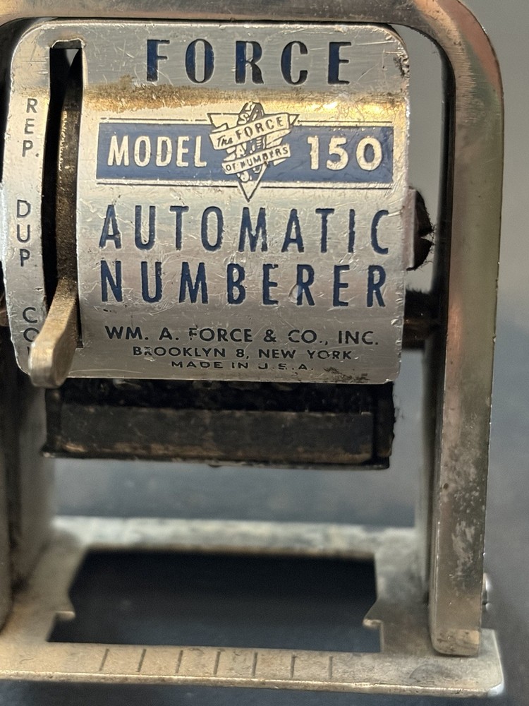 Vintage FORCE Model 150 Automatic Numbering Machine Works – Missing Knob