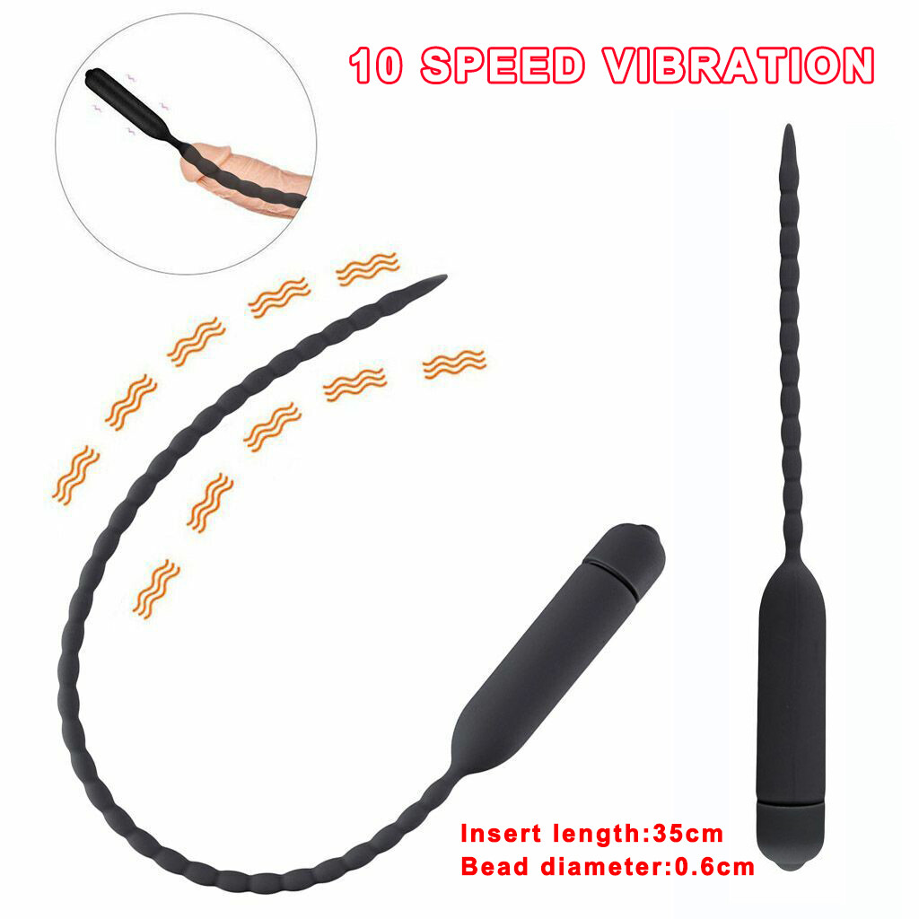 Male Vibrating Penis Plug Electrical Urethral Sounds Silicone Prostate Massage