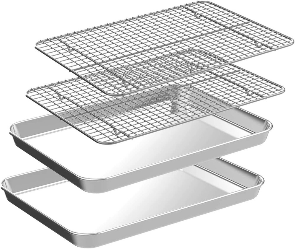 Quarter Sheet Pan with Cooling Ra Set [2 Baking Sheets + 2 Baking Ras]