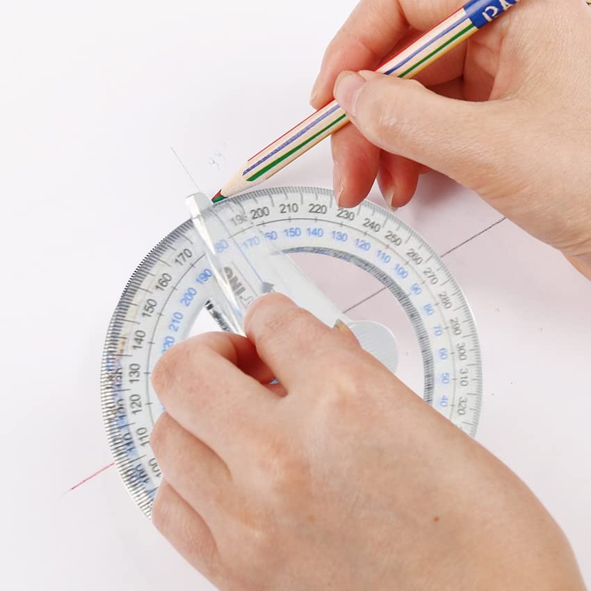 2 PCS 360 Degree Swing Arm Protractor Plastic Circle Ruler Measuring Tool