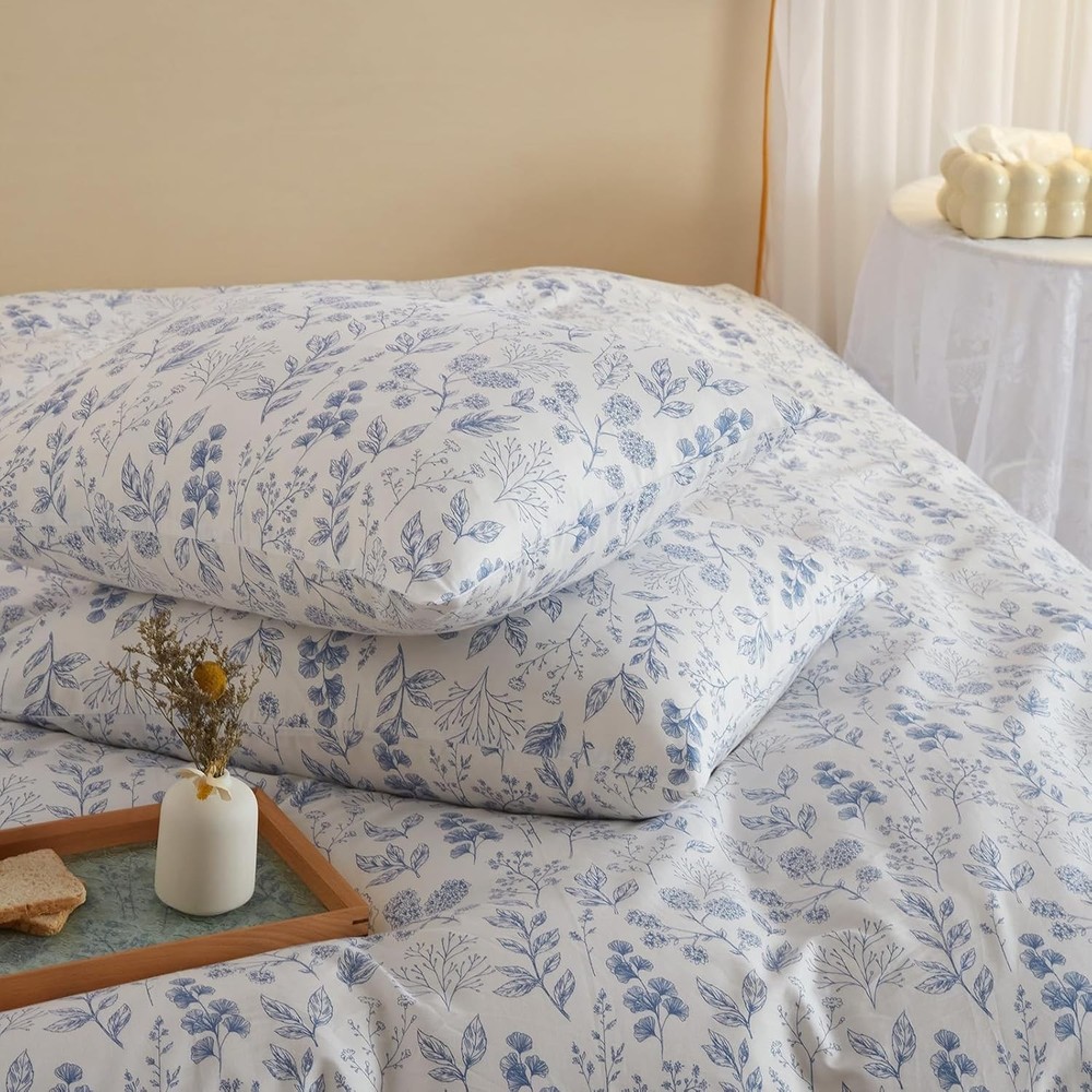 Blue Floral Down Comforter Set