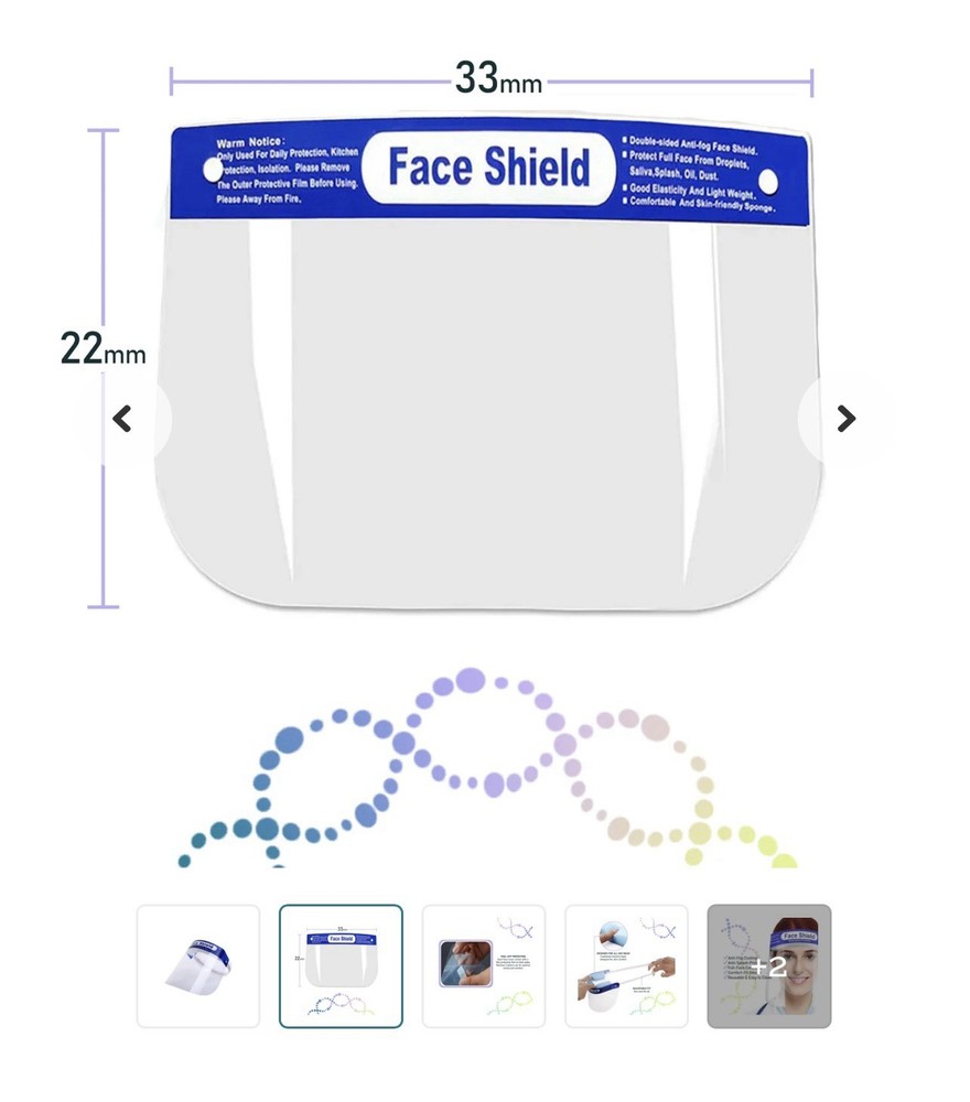 Disposable Face Shield With Soft Elastic Strap - Bulk Buy 10 Pack