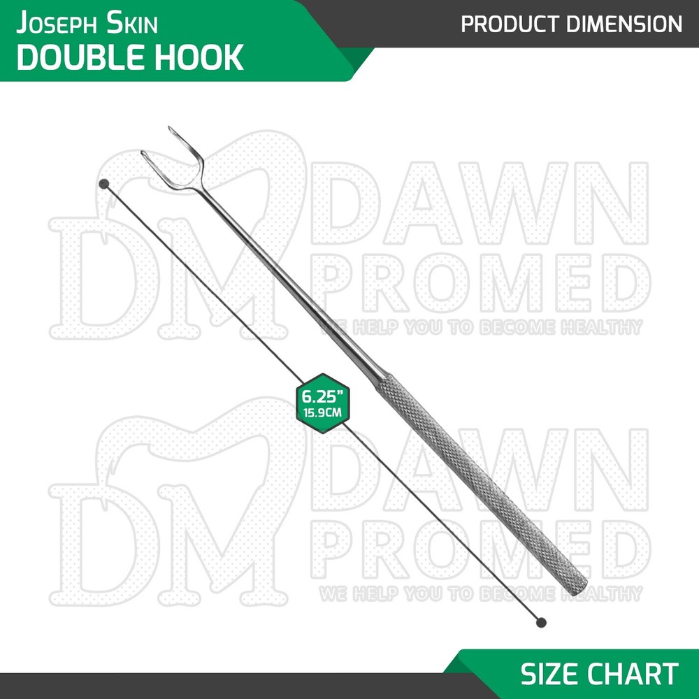 Joseph Skin Hook 10mm Double Sharp Prong 6.25" Retractor Surgical Instruments