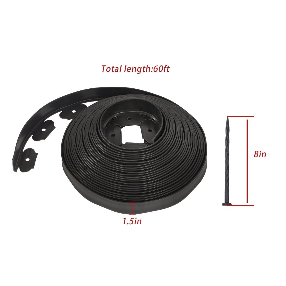 Landscape L-shaped Lawn Garden Edging Kit 60FT Flexible Border Paver & 24 Stakes