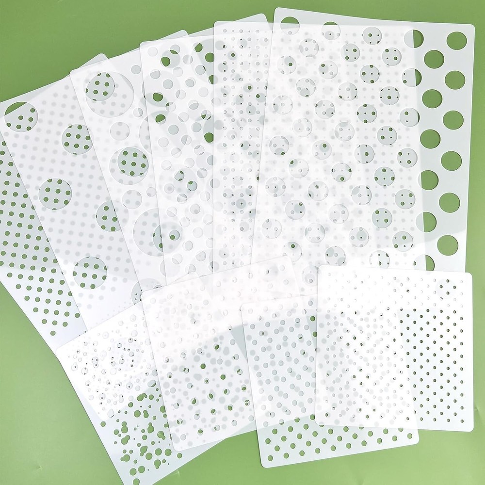 Dots Stencils, 10 Pcs Mixed Media Assorted Size Polka Dot Stencils Repeating