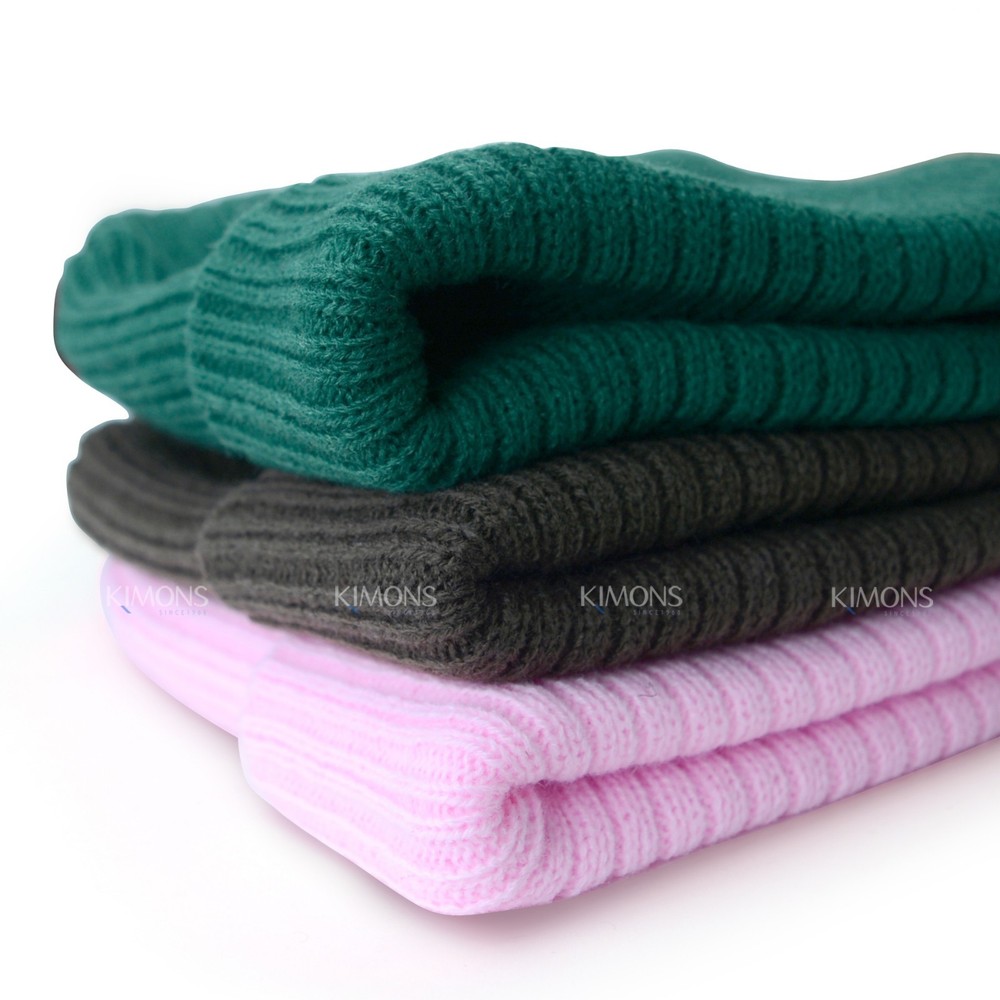 Ribbed Thick Beanie Plain Knit Cuff Ski Cap Skull Hat Warm Solid Color Winter