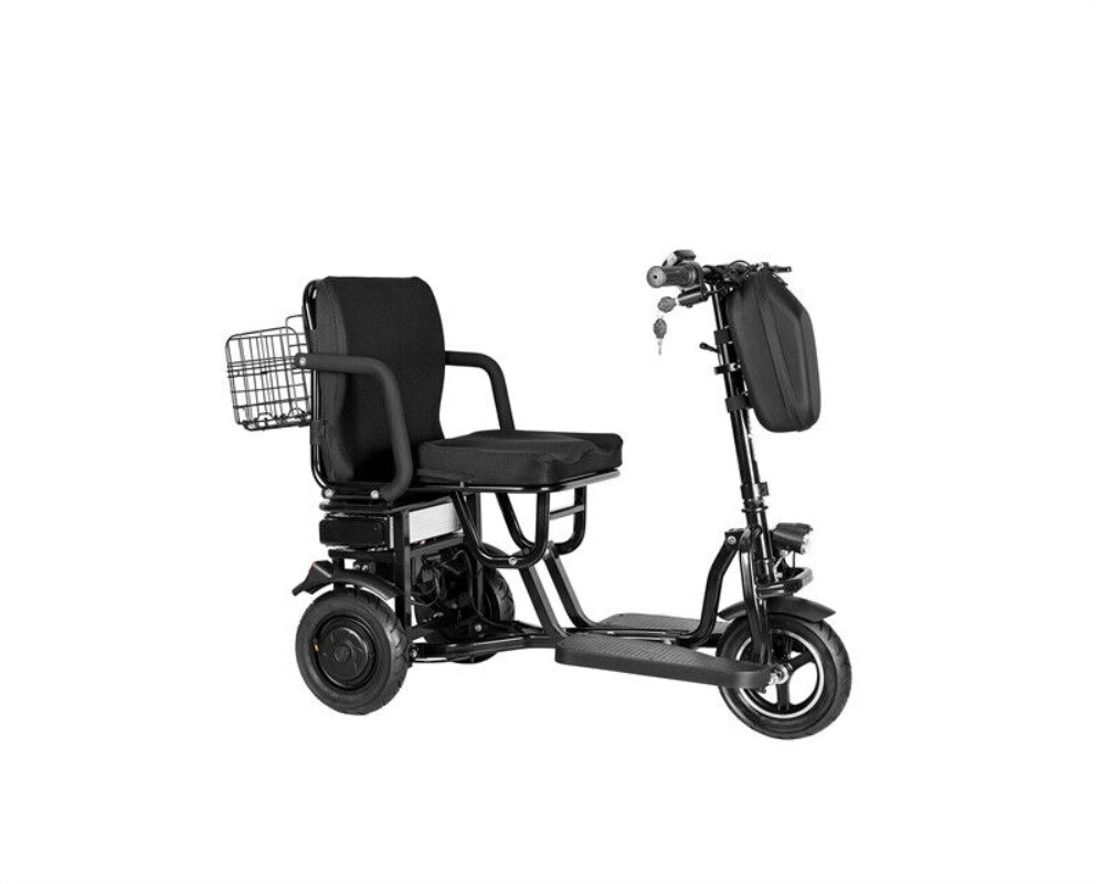 Dual Motor 700W 3-Wheels Folding Senior Electric Mobility Scooter 48V/10Ah 300lb