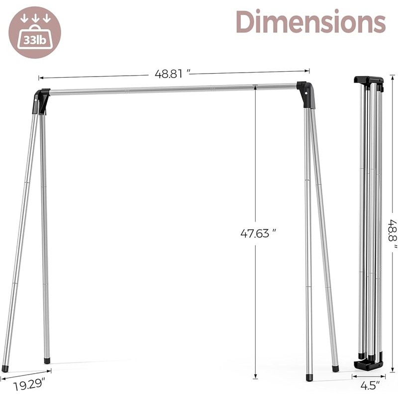 Foldable Drying Rack Portable Laundry Space Saving Rust Resistant 33lbs Capacity