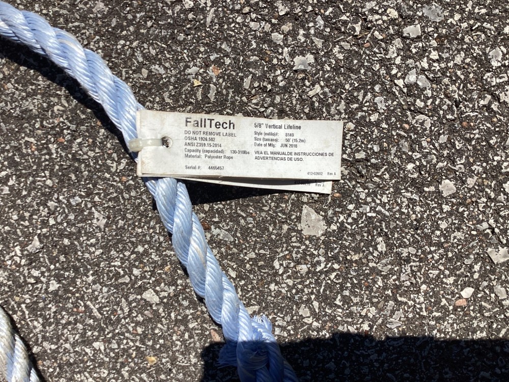 Fall Tech ⅝” Vertical Lifeline 50’ Rope