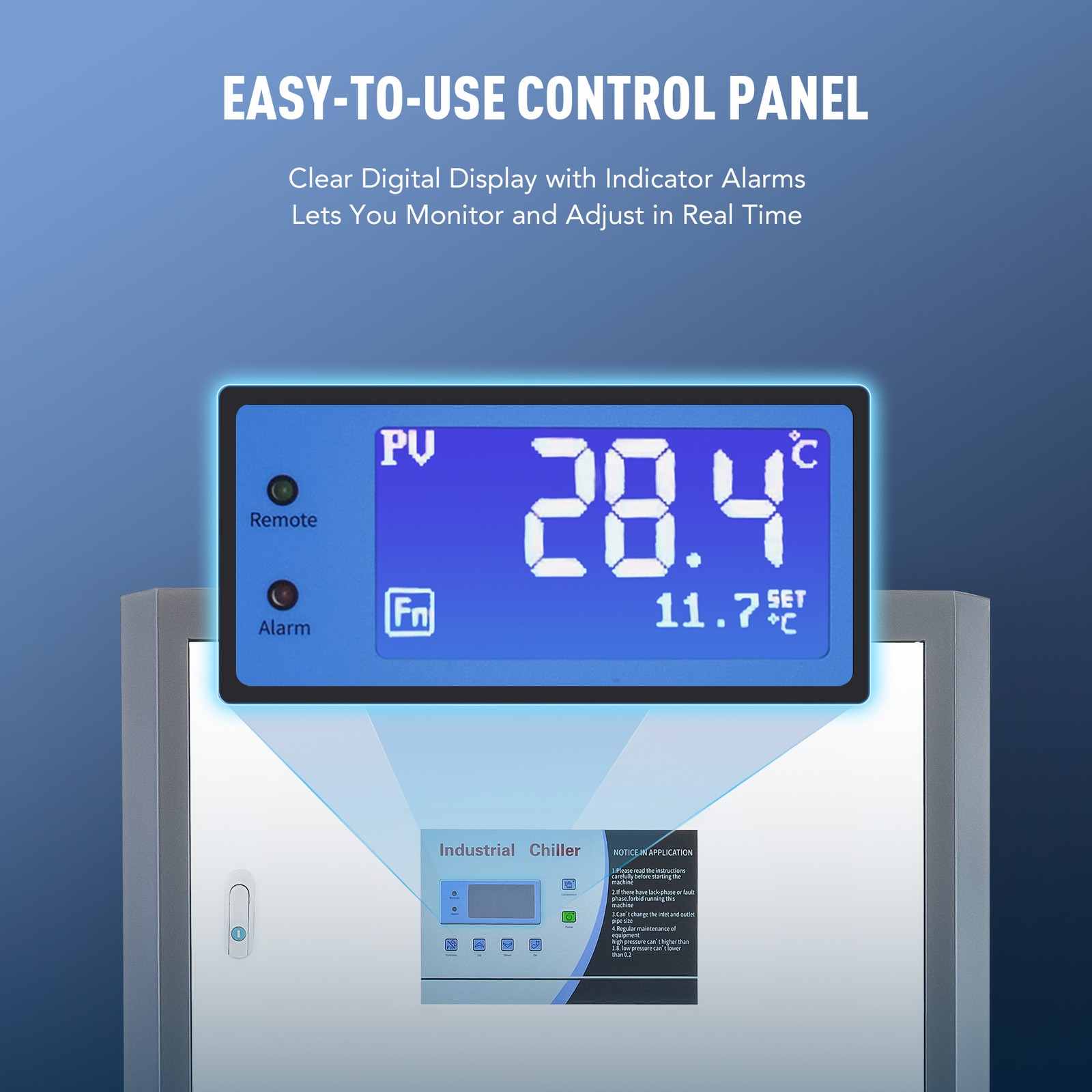 CREWORKS 5 Ton R32 Industrial Air-Cooled Chiller with 15.8 Gal Tank Capacity