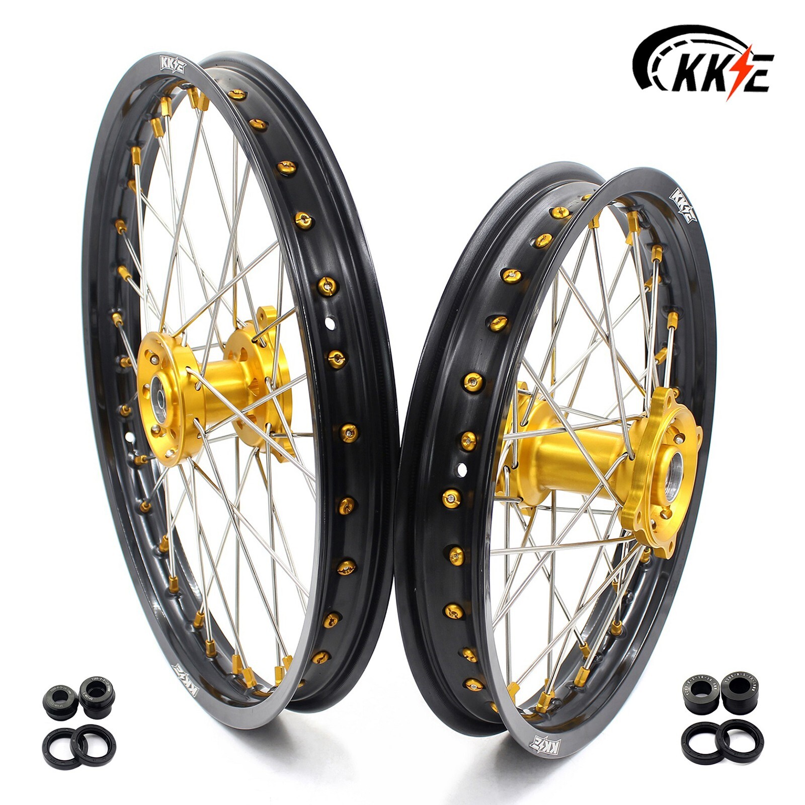 KKE 19/16 Big Kid's Wheels Rim Set Fit Suzuki RM80 1993-2001 RM85 2002-2023 Gold